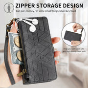 For Huawei Pura 70 Pro Geometric Zipper Wallet Side Buckle Leather Phone Case(Black)