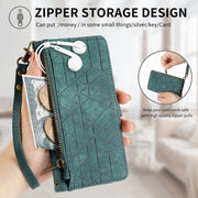 For Huawei Pura 70 Pro Geometric Zipper Wallet Side Buckle Leather Phone Case(Green)