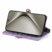 For Huawei Pura 70 Pro Geometric Zipper Wallet Side Buckle Leather Phone Case(Purple)