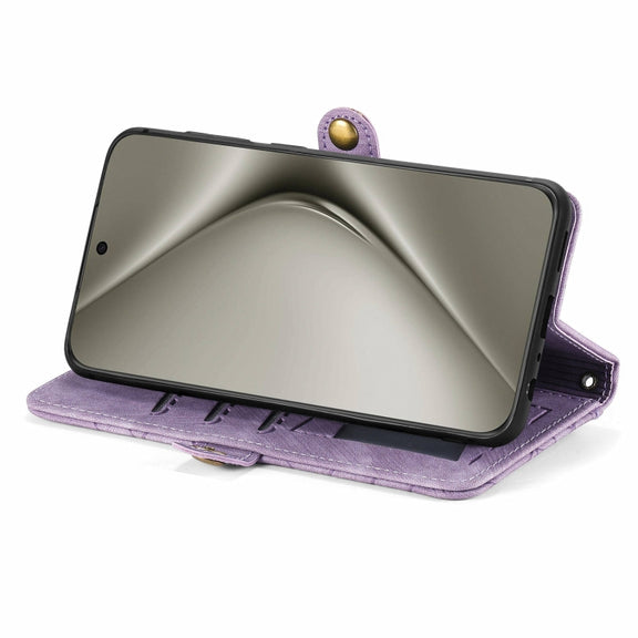 For Huawei Pura 70 Pro Geometric Zipper Wallet Side Buckle Leather Phone Case(Purple)