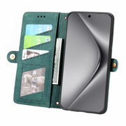For Huawei Pura 70 Pro+ Geometric Zipper Wallet Side Buckle Leather Phone Case(Green)