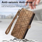 For Huawei Pura 70 Ultra Geometric Zipper Wallet Side Buckle Leather Phone Case(Brown)