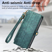 For Huawei Pura 70 Ultra Geometric Zipper Wallet Side Buckle Leather Phone Case(Green)