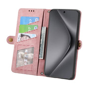 For Huawei Pura 70 Ultra Geometric Zipper Wallet Side Buckle Leather Phone Case(Pink)