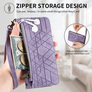 For Huawei Pura 70 Ultra Geometric Zipper Wallet Side Buckle Leather Phone Case(Purple)