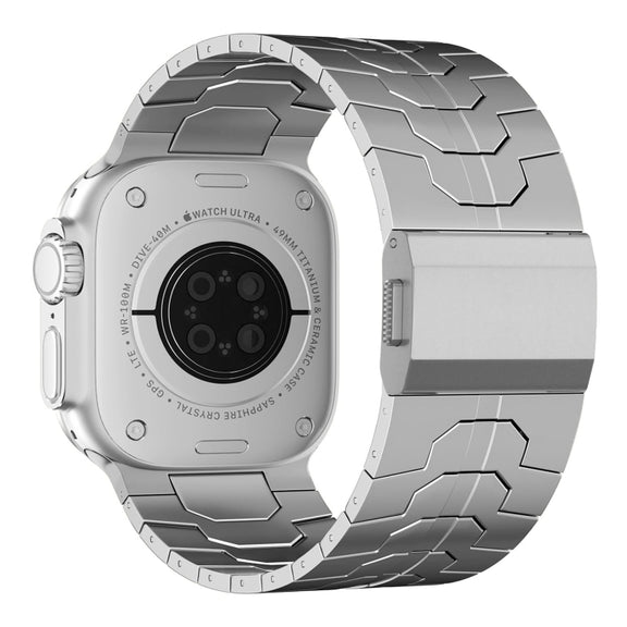 For Apple Watch Ultra 49mm Norman Buckle Stainless Steel Watch Band(Silver)