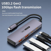 T-508 4-in-1 Type-C Docking Station USB 3.2 Hub Notebook Tablet Smartphone Splitter Converter