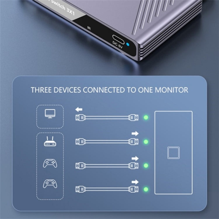 Q803 For TV / Monitor / Camera 8K HDMI 3-in-1-out Switch Converter with USB-C 5V Port - Video Capture Solutions by PMC TechLife | Online Shopping South Africa | PMC TechLife | Buy Now Pay Later Mobicred