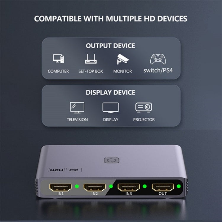 Q301 4K / 60hz HD Video Aluminum Alloy Adapter 3 Input 1 Output HDMI Switcher