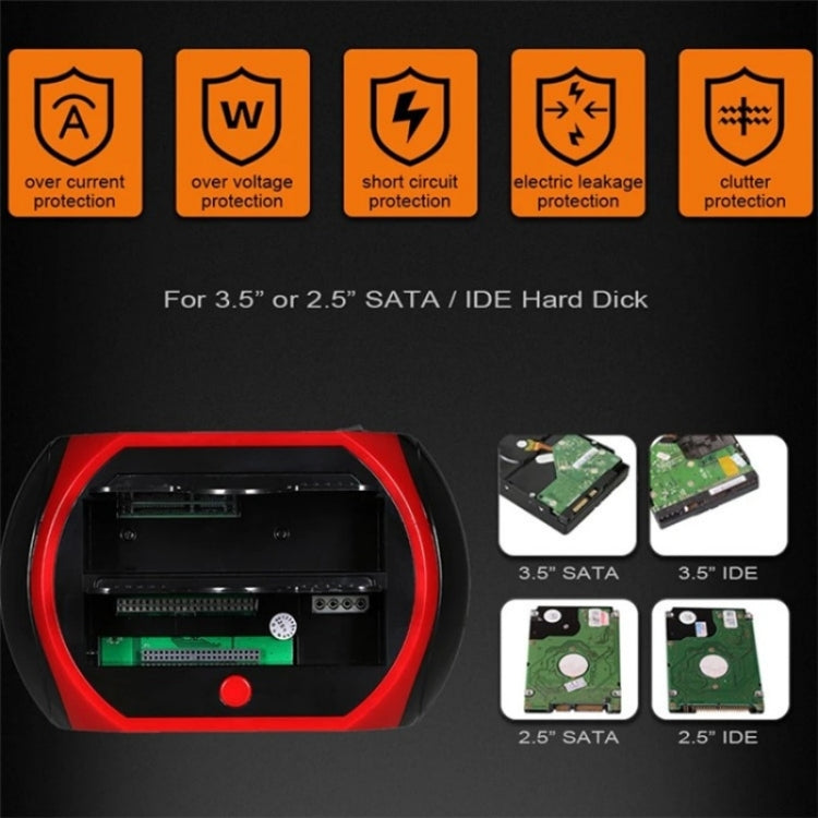 575D USB Hard Disk Holder Laptop Mobile Hard Disk Box 2.5 / 3.5inch SATA IDE HDD Base, Plug:EU Plug