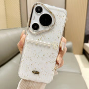 For Huawei  Pura 70 Pro Gold Foil Pearl Bow TPU Phone Case(Gold Foil Pearl)