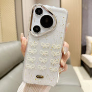 For Huawei  Pura 70 Pro Gold Foil Pearl Bow TPU Phone Case(Gold Foil Bows)