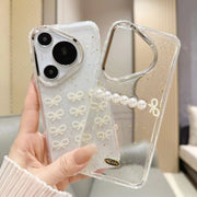 For Huawei  Pura 70 Pro Gold Foil Pearl Bow TPU Phone Case(Gold Foil Bows)