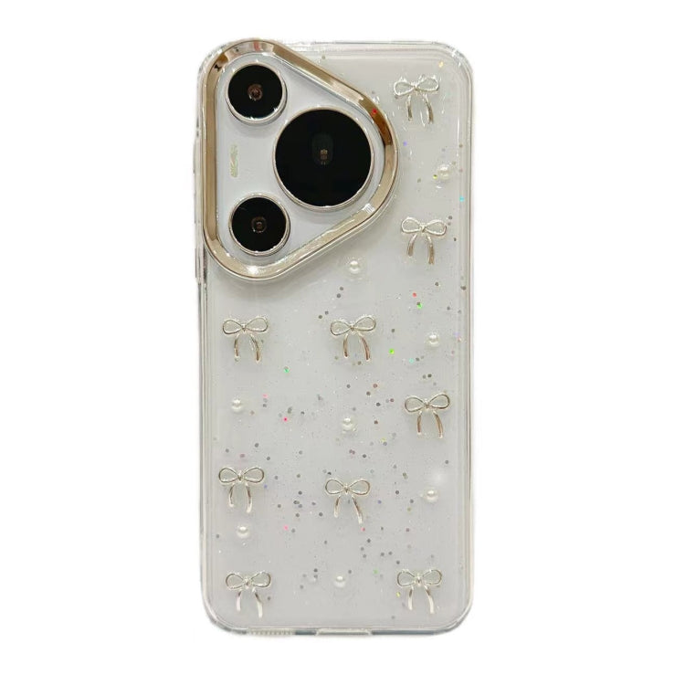 For Huawei Pura 70 Pro Small Fresh Bow TPU Phone Case(Silver Bow) - free shipping - PMC Jewellery - Order now!