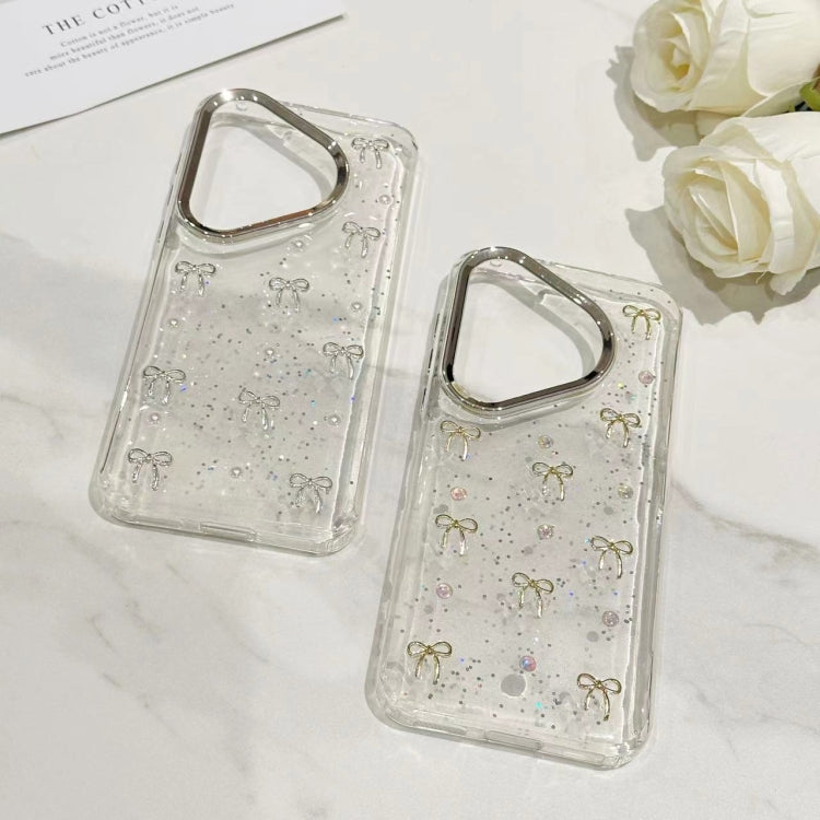 For Huawei Pura 70 Pro Small Fresh Bow TPU Phone Case(Silver Bow)