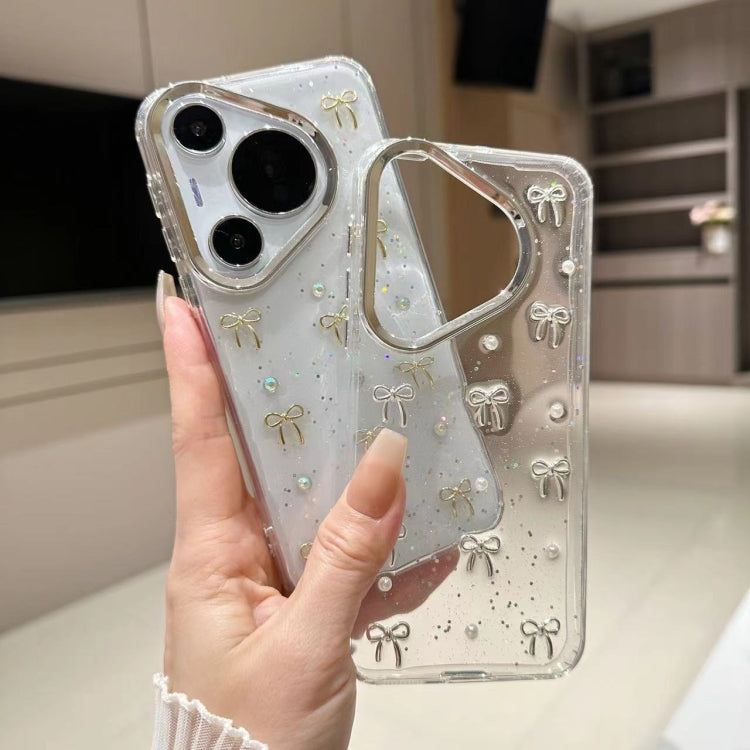 For Huawei Pura 70 Pro Small Fresh Bow TPU Phone Case(Silver Bow)