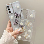 For Samsung Galaxy S25 Ultra 5G Three-dimensional Butterfly Glitter TPU  Phone Case(Gold)