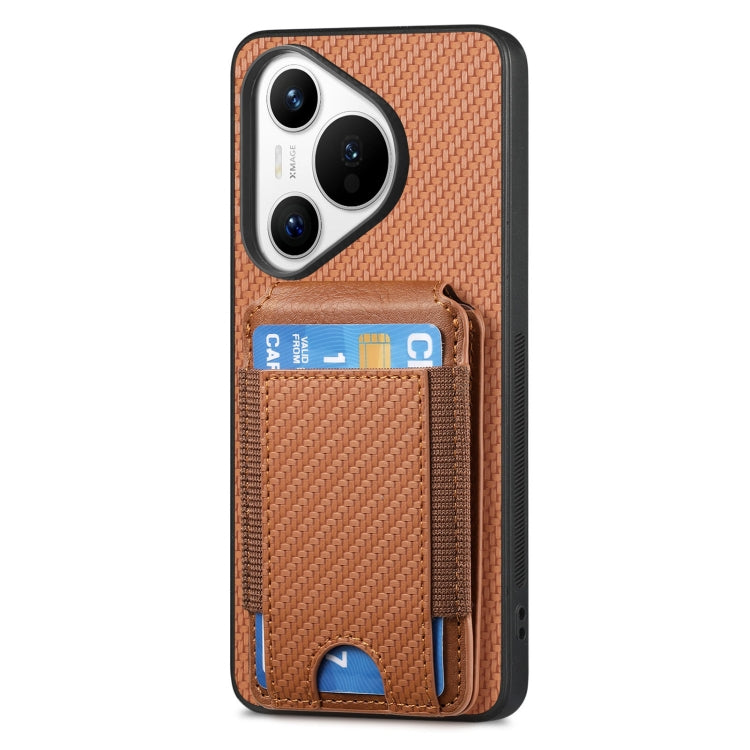For Huawei Pura 70 Carbon Fiber Vertical Flip Wallet Stand Phone Case(Brown) - free shipping - PMC Jewellery - Order now!