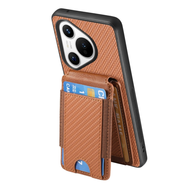 For Huawei Pura 70 Carbon Fiber Vertical Flip Wallet Stand Phone Case(Brown) - free shipping - PMC Jewellery - Order now!