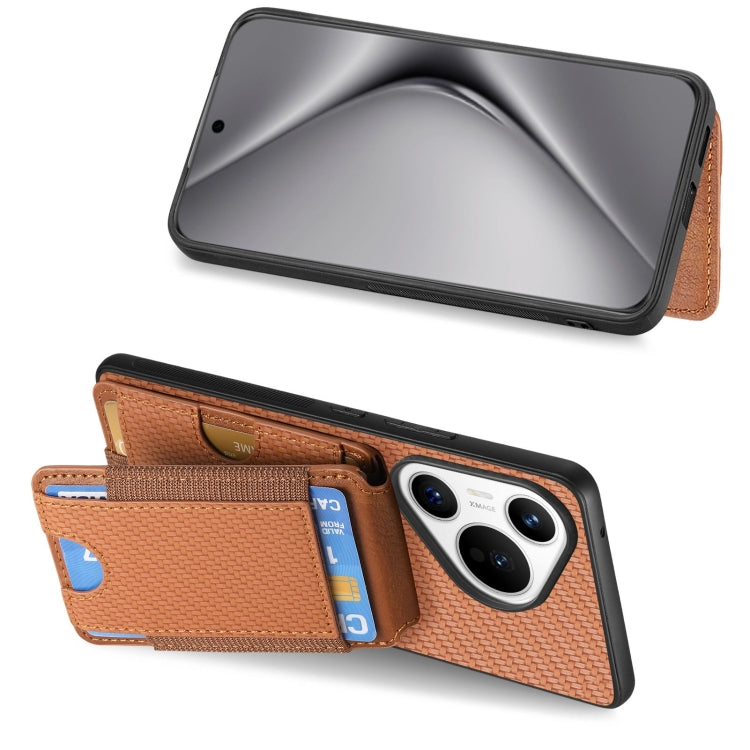 For Huawei Pura 70 Carbon Fiber Vertical Flip Wallet Stand Phone Case(Brown) - free shipping - PMC Jewellery - Order now!