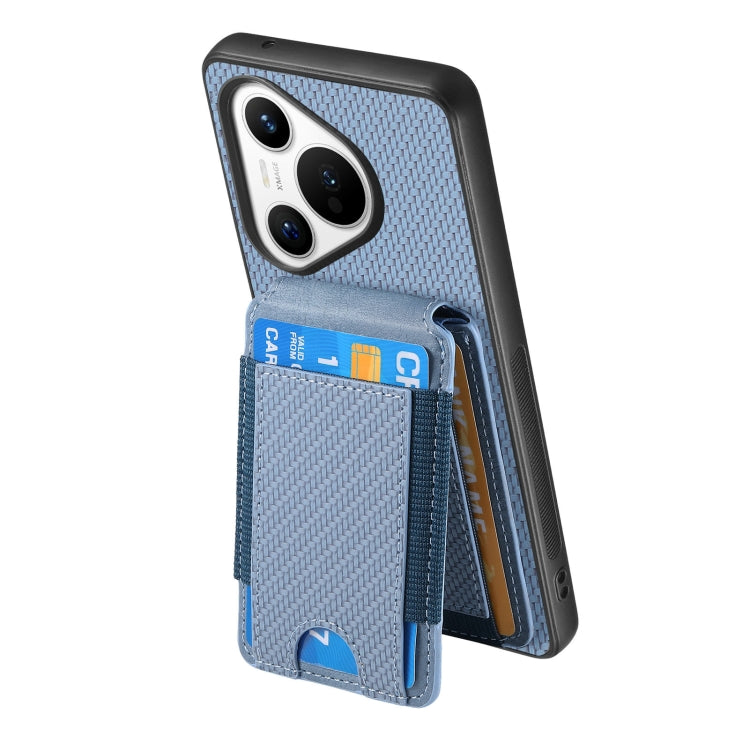 For Huawei Pura 70 Pro Carbon Fiber Vertical Flip Wallet Stand Phone Case(Blue) - Huawei Cases by PMC Jewellery | Online Shopping South Africa | PMC Jewellery | Buy Now Pay Later Mobicred