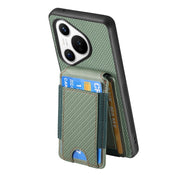 For Huawei Pura 70 Ultra Carbon Fiber Vertical Flip Wallet Stand Phone Case(Green)