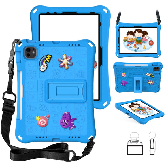 For iPad Air 11 2025 / 2024 Hi Baby EVA Full Body Tablet Case with Strap(Sky Blue)