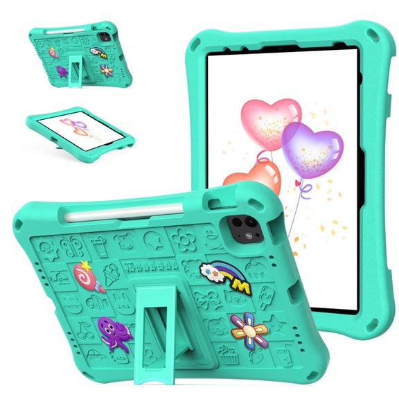 For iPad Air 11 2025 / 2024 Hi Baby EVA Full Body Tablet Case with Strap(Mint Green)