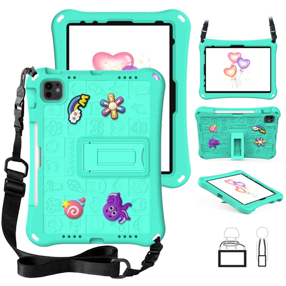 For iPad Air 11 2025 / 2024 Hi Baby EVA Full Body Tablet Case with Strap(Mint Green)