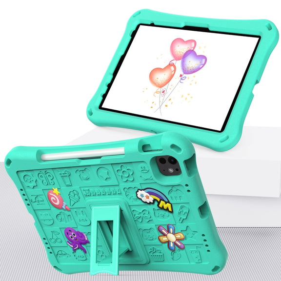 For iPad Air 11 2025 / 2024 Hi Baby EVA Full Body Tablet Case with Strap(Mint Green)