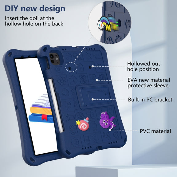 For iPad Air 11 2025 / 2024 Hi Baby EVA Full Body Tablet Case with Strap(Navy Blue)