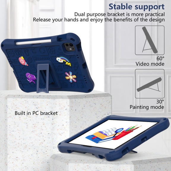 For iPad Air 11 2025 / 2024 Hi Baby EVA Full Body Tablet Case with Strap(Navy Blue)