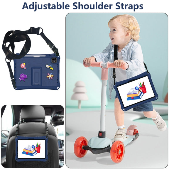 For iPad Air 11 2025 / 2024 Hi Baby EVA Full Body Tablet Case with Strap(Navy Blue)