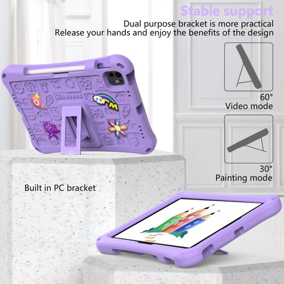 For iPad Pro 11 2024 Hi Baby EVA Full Body Tablet Case with Strap(Light Purple)
