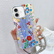 For iPhone 16 Electroplating Laser Flower Phone Case with Wrist Strap(Flower AH6) - iPhone 16 Cases by PMC TechLife | Online Shopping South Africa | PMC TechLife | Buy Now Pay Later Mobicred