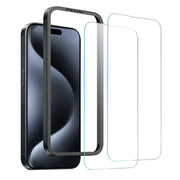 For iPhone 15 Pro NORTHJO 2pcs A++ Screen Protector Tempered Glass Film with Installation Frame