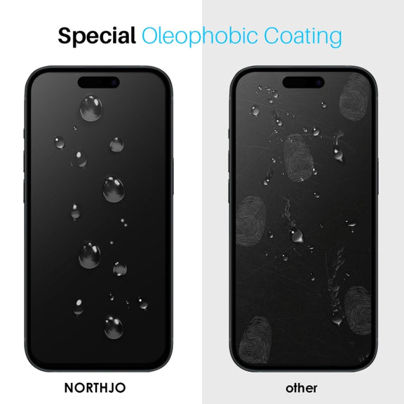 For iPhone 15 Pro Max NORTHJO 2pcs A++ Screen Protector Tempered Glass Film with Installation Frame