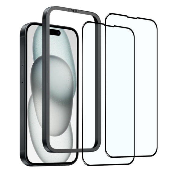 For iPhone 15 NORTHJO 2pcs A++ Tempered Glass Film with Installation Frame