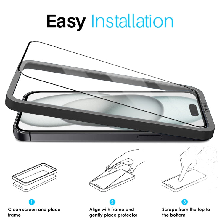 For iPhone 15 NORTHJO 2pcs A++ Tempered Glass Film with Installation Frame