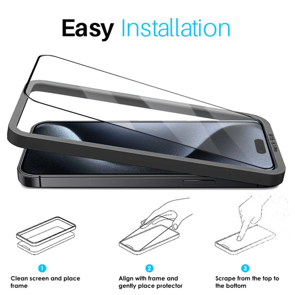 For iPhone 15 Pro NORTHJO 2pcs A++ Tempered Glass Film with Installation Frame