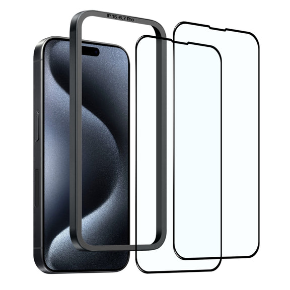 For iPhone 15 Pro Max NORTHJO 2pcs A++ Tempered Glass Film with Installation Frame