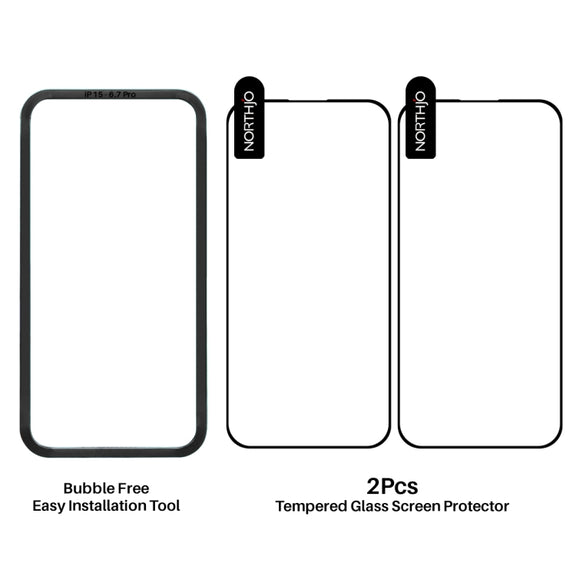 For iPhone 16 Pro NORTHJO 2pcs A++ Tempered Glass Film with Installation Frame