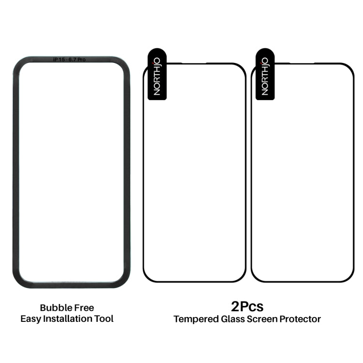 For iPhone 16 Pro Max NORTHJO 2pcs A++ Tempered Glass Film with Installation Frame