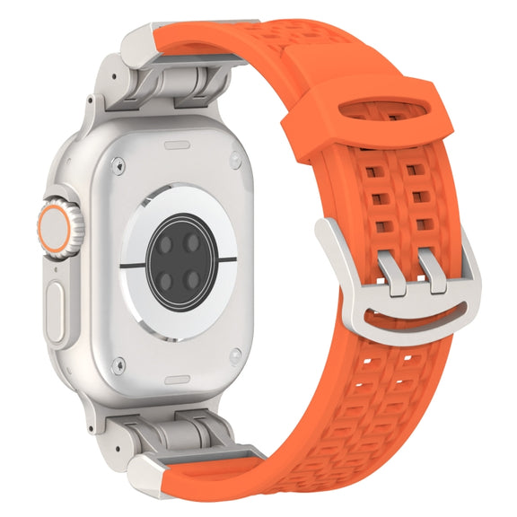 For Apple Watch SE 2023 44mm Mecha Two Claw Silicone Watch Band(Orange)