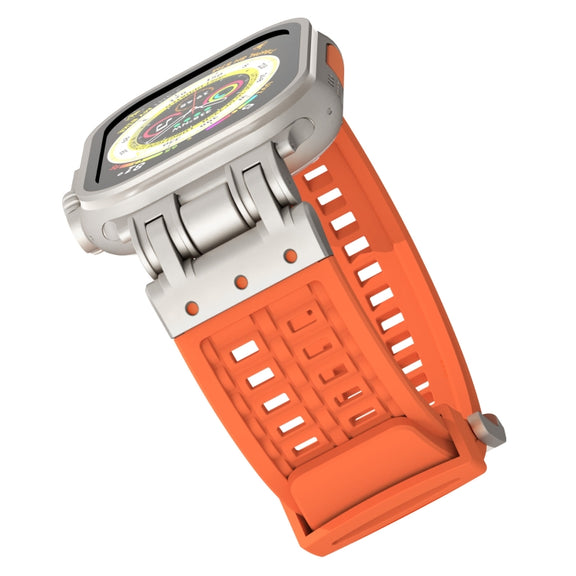 For Apple Watch SE 2023 44mm Mecha Two Claw Silicone Watch Band(Orange)