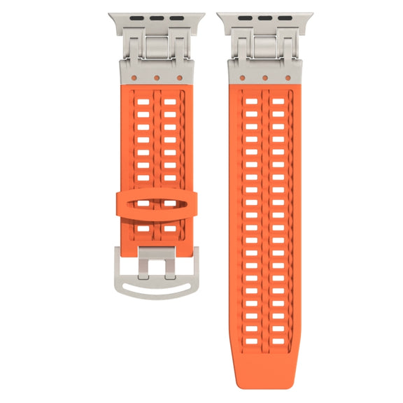 For Apple Watch SE 2023 44mm Mecha Two Claw Silicone Watch Band(Orange)