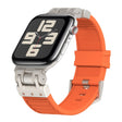 For Apple Watch SE 2023 44mm Metal Mecha Plaid Silicone Watch Band(Orange) - free shipping - PMC TechLife - Order now!
