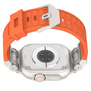 For Apple Watch SE 2023 44mm Metal Mecha Plaid Silicone Watch Band(Orange)