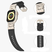 For Apple Watch SE 2023 44mm Metal Mecha Plaid Silicone Watch Band(Orange)