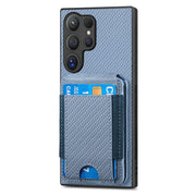 For Samsung Galaxy S24 Ultra 5G Carbon Fiber Vertical Flip Wallet Stand Phone Case(Blue)